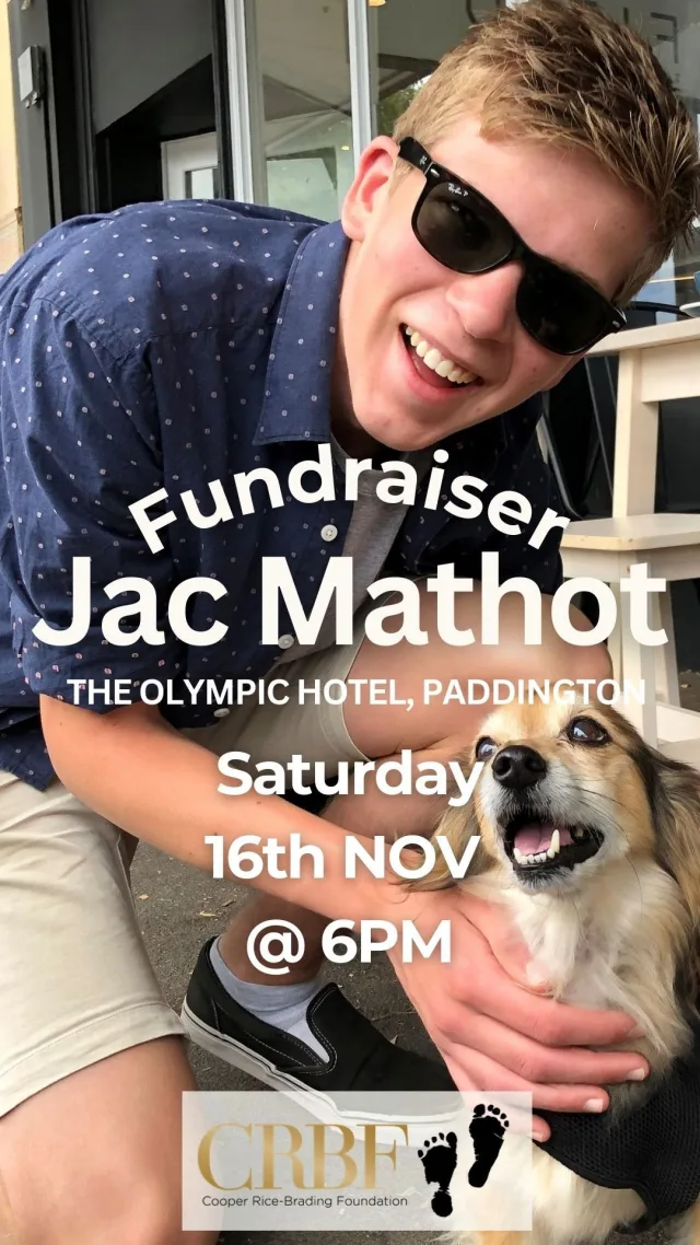 Come to a party & help save Jac’s life! ❤️

Diagnosed at 22 with Ewing Sarcoma, Jac has a tough battle ahead of him.

We’re throwing a party to raise funds for his life-saving treatment that will give him the best chance of survival.

Mikey Robins will be hosting the evening and tickets include:

🥂 3 Hrs of bubbles, wine & beer 
🍤Roaming hors d’oeuvres & grazing platters
💃🏻 Live Music by Jacqueline Amidy (Ex Castanet Club)
🎧DJs playing your favourite tunes

And, most importantly a Charity auction with lots of great prizes! 🎉

Get your tickets now and join us for a fun-filled evening dedicated to helping a young man in desperate need.

This fundraiser is supported by the Cooper Rice-Brading Foundation who will be doubling every dollar donated (up to $35k). 🙌🏻